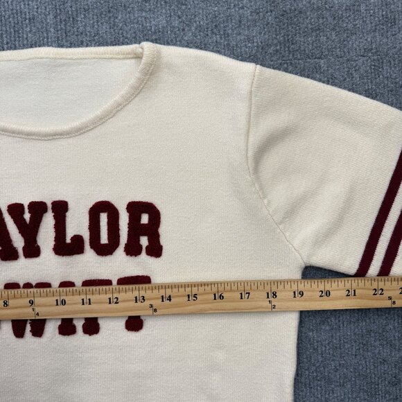 Taylor Swift Knit Varsity Sweater Collegiate Red Era Ivory Maroon Womens S/M - Picture 10 of 12
